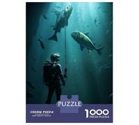 Rompecabezas De 1000 Piezas para Adultos Diving Deep Sea with Fish Rompecabezas para Adultos Juego Práctico Decoración del Hogar Difícil Y Desafiante 52x38cm/1000pcs