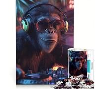 Rompecabezas de 1000 Piezas para Adultos DJ Monkey Jungle Party Juego de ingenio decoración para el hogar cumpleaños y Navidad 50x75cm