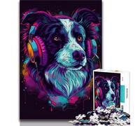 Rompecabezas de 1000 Piezas para Adultos, DJ Neon Border Collie, para Adolescentes, 1000 Piezas, Juegos educativos, decoración del hogar, Regalo para Toda la Familia, 75x50cm