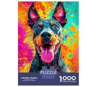 Rompecabezas De 1000 Piezas para Adultos Doberman in Splatter Art Rompecabezas para Adultos Juegos Divertidos Análisis Y Lógica Regalos para Amigos Y Familiares 52x38cm/1000pcs