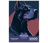 Rompecabezas De 1000 Piezas para Adultos Doberman Pinscher Portrait Illustration Rompecabezas para Adultos Juegos Divertidos Una Obra De Arte Oferta como Regalos para Toda La Familia 70x50cm/1000pcs