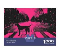 Rompecabezas De 1000 Piezas para Adultos Dog Crossing Street Pink Rompecabezas para Adultos Juego De Ingenio Carrera De Velocidad De Manos Regalos para Reducir El Estrés 38x26cm/1000pcs
