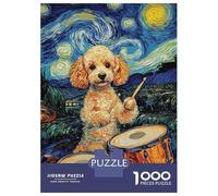Rompecabezas De 1000 Piezas para Adultos Dog Drummer Starry Night Rompecabezas para Adultos Juego De Ingenio Pero Divertido Y Humorístico 38x26cm/1000pcs