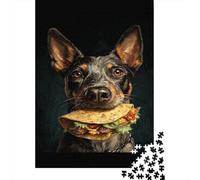 Rompecabezas De 1000 Piezas para Adultos Dog Eating Taco Art Print Rompecabezas para Adultos Juegos Familiares Que Mejoran La Memoria Interacción Entre Padres E Hijos 70x50cm/1000pcs