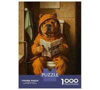 Rompecabezas De 1000 Piezas para Adultos Dog Goes to The Toilet Rompecabezas para Adolescentes Juguetes De Bricolaje Que Mejoran La Memoria Regalos De Cumpleaños Y Únicos 38x26cm/1000pcs