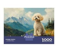 Rompecabezas De 1000 Piezas para Adultos Dog in Mountain Landscape Painting Elegant Curly Dog Wall Art Rompecabezas para Adultos Juego De Ingenio Análisis Y Lógica Cumpleaños Y Na