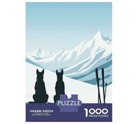 Rompecabezas De 1000 Piezas para Adultos Dog Ski Winter Rompecabezas para Adultos Juego Práctico Decoración del Hogar Regalos De Cumpleaños Y Únicos 38x26cm/1000pcs