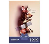 Rompecabezas De 1000 Piezas para Adultos Dog Stuck in Tape Rompecabezas para Adultos Juegos De Relajación Desafío Difícil Ayuda A Ejercitar El Cerebro 52x38cm/1000pcs