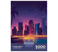 Rompecabezas De 1000 Piezas para Adultos Doha Qatar Skyline at Night Rompecabezas para Adultos Análisis Práctico del Juego Y Lógica Interacción Entre Padres E Hijos 52x38cm/1000pcs