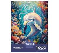 Rompecabezas De 1000 Piezas para Adultos Dolphin in Colorful Reef Rompecabezas para Adultos Juguetes Antiestrés Corte De Precisión Actividades Divertidas En Casa 52x38cm/1000pcs