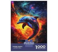 Rompecabezas De 1000 Piezas para Adultos Dolphin in Cosmos -9 Rompecabezas para Adultos Juegos Relajantes Que Mejoran La Memoria Interacción Entre Padres E Hijos 52x38cm/1000pcs