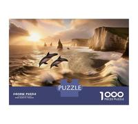 Rompecabezas De 1000 Piezas para Adultos Dolphins Jumping out of Water Rompecabezas para Adultos Juego De Ingenio para La Diversión Familiar Cumpleaños 70x50cm/1000pcs