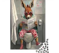 Rompecabezas De 1000 Piezas para Adultos Donkey Reading Newspaper in Bathroom Rompecabezas para Adultos Juego De Ingenio Una Obra De Arte Interacción Entre Padres E Hijos 70x50cm/1000pcs
