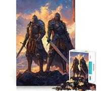 Rompecabezas de 1000 Piezas para Adultos Dos Caballeros al Atardecer, diseño de Corte preciso, Ideal para Crear Objetos Decorativos, Pasar el rato, Escena navideña (50x75cm)