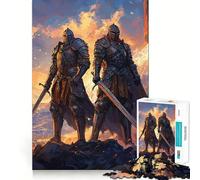 Rompecabezas de 1000 Piezas para Adultos Dos Caballeros al Atardecer Juguete Decorativo de construcción Juego de Paz Regalo de cumpleaños (38x26cm)