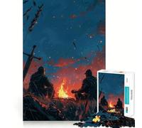 Rompecabezas de 1000 Piezas para Adultos Dos Caballeros Guerreros, Corte preciso, Arte, Juego Creativo para ejercitar la Mente, Juego de Ocio, Divertido, Regalo de cumpleaños (38x52cm)