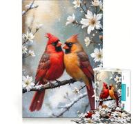 Rompecabezas de 1000 Piezas para Adultos Dos cardenales posados Juego Educativo desafío difícil fortalece el Amor Entre Parejas 38x26cm