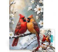 Rompecabezas de 1000 Piezas para Adultos Dos cardenales posados Juguetes para armar decoración para el hogar cumpleaños y Navidad 50x75cm