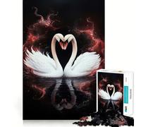 Rompecabezas de 1000 Piezas para Adultos Dos cisnes Enamorados, Piezas de Corte Limpio, Juego de Habilidad Mental, Momento de Calma, Divertido, Escena navideña, Arte (50x75cm)