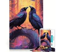 Rompecabezas de 1000 Piezas para Adultos Dos Cuervos Negros, Juego de lógica de Ajuste, Juguete Divertido, Juego de Juego Libre, Regalo de cumpleaños (38x26cm)