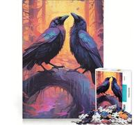 Rompecabezas de 1000 Piezas para Adultos Dos Cuervos Negros Juego Imposible interacción Entre Padres e Hijos Ideal para cumpleaños y Navidad 38x26cm