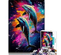 Rompecabezas de 1000 Piezas para Adultos Dos Delfines Saltando Rompecabezas para Adultos Aprendizaje Educativo Toda la Familia 75x50cm