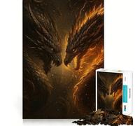 Rompecabezas de 1000 Piezas para Adultos Dos Dragones se enfrentan, Ajuste, Arte, Juego Mental, Regalo, Juego Lento, decoración navideña para Pared (50x75cm)
