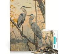Rompecabezas de 1000 Piezas para Adultos Dos garzas en una Rama Cuadro con Corte preciso Arte Creativo Juego de ingenio Ocio Divertido Juego de cumpleaños Regalo (38x52cm)