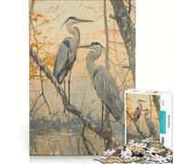 Rompecabezas de 1000 Piezas para Adultos Dos garzas en una Rama Juego Familiar desafiante para completar Que fomenta el Amor Entre Parejas 38x52cm