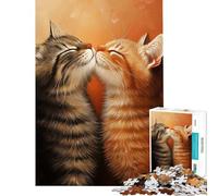 Rompecabezas de 1000 Piezas para Adultos Dos Gatos besándose Un Juego Educativo Divertido y humorístico para ejercitar el Cerebro Ideal para Mayores de 14 años (50x75cm)