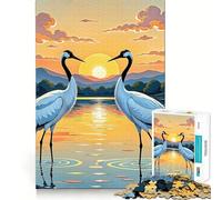 Rompecabezas de 1000 Piezas para Adultos Dos grullas al Atardecer Juguete Decorativo de construcción Juego de Paz Regalo de cumpleaños (50x75cm)