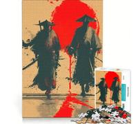 Rompecabezas de 1000 Piezas para Adultos Dos Guerreros samuráis con Sol Rojo Juegos educativos decoración del hogar colección de Artistas Bellas Artes 38x26cm