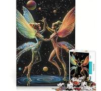 Rompecabezas de 1000 Piezas para Adultos Dos Hermosas Hadas Coloridas Bailando Juegos Divertidos interacción Entre Padres e Hijos con póster y Hoja de Preguntas a Juego 50x75cm