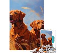 Rompecabezas de 1000 Piezas para Adultos Dos labradores Rojos con Forma de Zorro Juego Educativo desafiante y Divertido Ideas de Regalo Originales y con Humor Tamaño 75x50cm