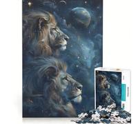 Rompecabezas de 1000 Piezas para Adultos Dos Leones con Estrellas y Planetas Juguetes para armar interacción Entre Padres e Hijos fortalece el Amor Entre Parejas 38x26cm