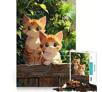 Rompecabezas de 1000 Piezas para Adultos Dos Lindos Gatos en un jardín Juguete Decorativo para Construir y concentrarse Juego de Paz Regalo de cumpleaños (38x26cm)