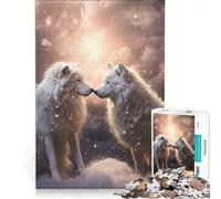 Rompecabezas de 1000 Piezas para Adultos Dos Lobos Enamorados Juegos Familiares un Reto para completar Que fomenta el Amor Entre Parejas 50x75cm
