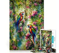 Rompecabezas de 1000 Piezas para Adultos Dos Loros en la Jungla Juguete Decorativo para Construir y concentrarse Juego de Paz Regalo de cumpleaños (38x26cm)