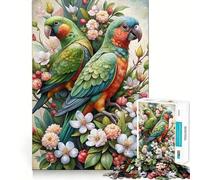 Rompecabezas de 1000 Piezas para Adultos Dos Loros en un arreglo Floral Juego de Mesa de Corte preciso Ideal para Relajarse Juego de Mesa con Escena navideña (38x52cm)