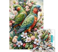 Rompecabezas de 1000 Piezas para Adultos Dos Loros en un arreglo Floral Rompecabezas para Adultos Juegos relajantes Regalos para Mujeres interacción Entre Padres e Hijos (tamaño 38x52cm)