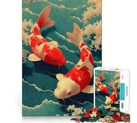 Rompecabezas de 1000 Piezas para Adultos Dos Peces koi en el Agua, Pintura, diseño Elegante, Juguete de construcción, Juego de Paz, Regalo de cumpleaños (50x75cm)