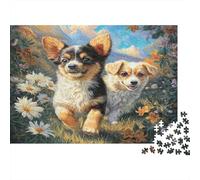 Rompecabezas de 1000 Piezas para Adultos Dos Perritos Entre Flores, cartón 100% Reciclado, desafío Imposible, 52 x 38 cm.