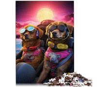 Rompecabezas de 1000 piezas para adultos, dos perros sentados cerca del avión, rompecabezas imposible, 50 x 70 cm, alivio del estrés, desafío difícil para mayores de 14 años