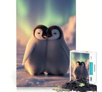 Rompecabezas de 1000 Piezas para Adultos Dos pingüinos bebés abrazándose Piezas de Corte Limpio Juego de Habilidad Mental Momento de relajación Diversión Escena navideña Arte (50x75cm)