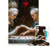 Rompecabezas de 1000 Piezas para Adultos Dos Reinas y Corazones Inspirado en Alicia en el País de Las Maravillas Arte de Ajuste Juego Mental Regalo Juego Lento decoración navideña para Pared