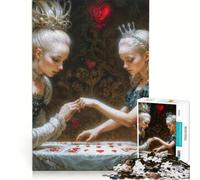 Rompecabezas de 1000 Piezas para Adultos Dos Reinas y Corazones Inspirado en Alicia en el País de Las Maravillas Juegos educativos decoración del hogar colección de Artistas Bellas Artes 50x75cm