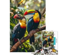 Rompecabezas de 1000 Piezas para Adultos Dos tucanes en una Rama Juguete Educativo Juego Intelectual Regalo de cumpleaños Desafío difícil (Tamaño 50x75cm)