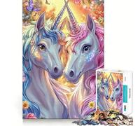 Rompecabezas de 1000 Piezas para Adultos Dos Unicornios en Flor Juego de ingenio para divertirse Regalo Ideal para Jugar en Navidad (50x75cm)