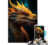 Rompecabezas de 1000 Piezas para Adultos Dragón Amarillo Juegos Educativos Juguetes Juegos Educativos Gran Regalo Vacaciones en Casa para Matar el Tiempo (Tamaño 38x52cm)
