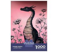 Rompecabezas De 1000 Piezas para Adultos Dragon Among Flowers on Pink Background Rompecabezas para Adultos Juguetes De Bricolaje Desafío Difícil Desafío Educativo 38x26cm/1000pcs